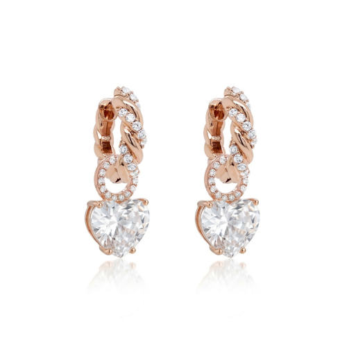 Sparking Knoty & Forever Heart Charm Earring Set Rosé Gold-Plated Crystal