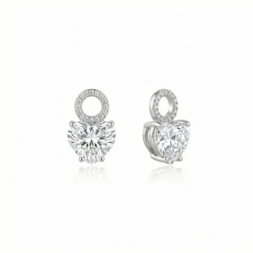 Forever Heart Charms Rhodium Plated Crystal