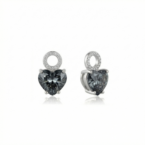 Forever Heart Charms Rhodium Plated Silver Night