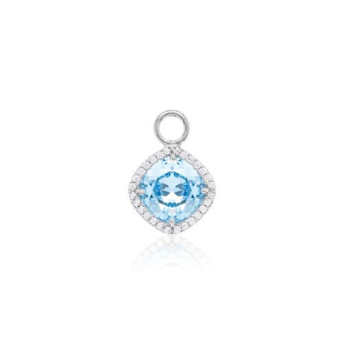 Fancy Stone Single Charm Rhodium Plated Aquamarine