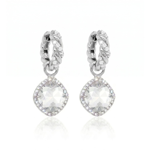 Fancy Stone Earring Charms Rhodium Plated Crystal