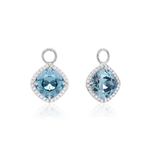 Fancy Stone Earring Charms Rhodium Plated Denim Blue