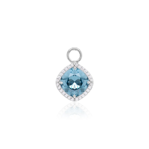 Fancy Stone Single Charm Rhodium Plated Denim Blue
