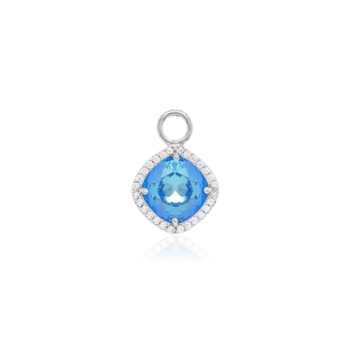 Fancy Stone Necklace Charm Rhodium-plated Electric Blue