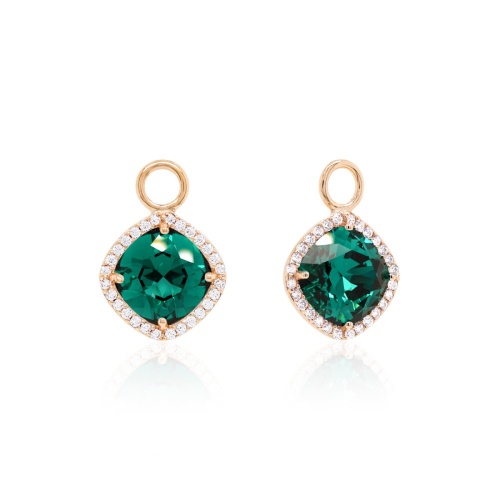 Fancy Stone Charms  Yellow-gold Emerald