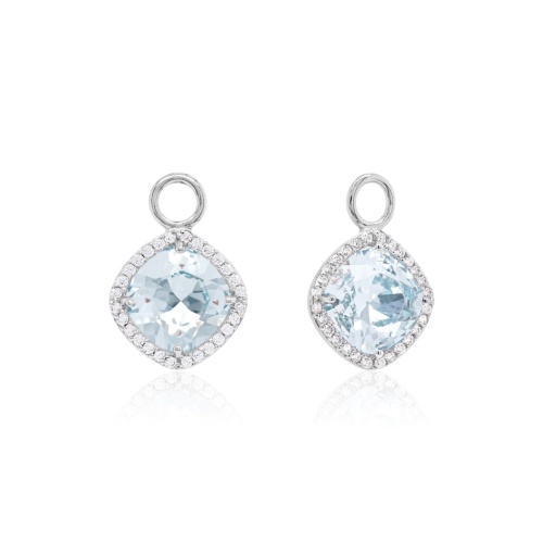 Fancy Stone Earring Charms Rhodium Plated Light Azore