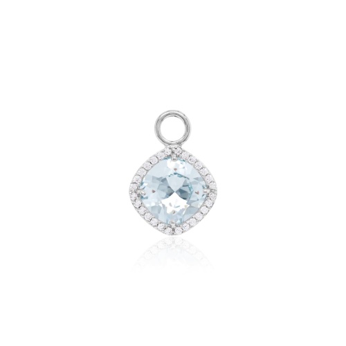 Fancy Stone Single Charm Rhodium Plated Light Azore