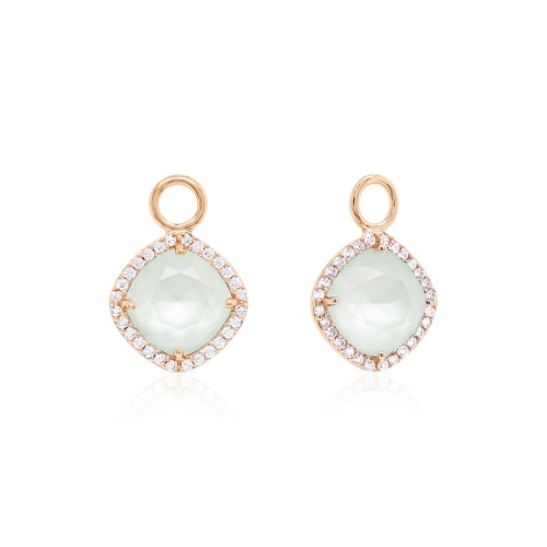 Fancy Stone Charms Rose yellow-plated Powder Green