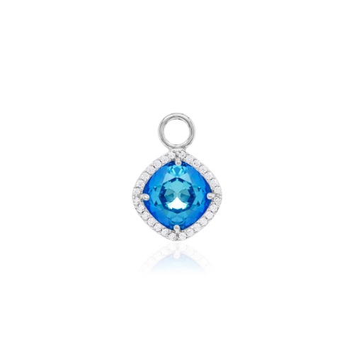 Fancy Stone Necklace Charm Rhodium-plated Royal Blue Delite