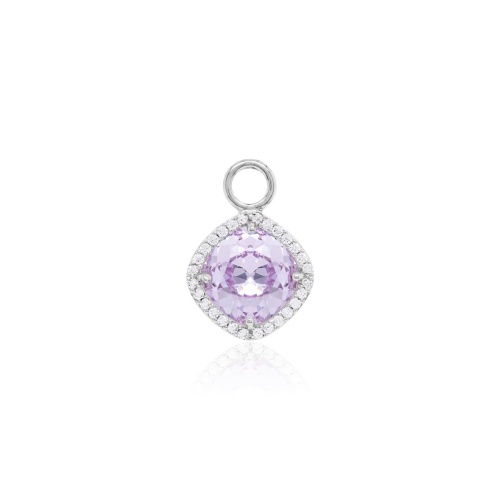 Fancy Stone Single Charm Rhodium Plated Violet
