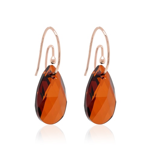 Crystal Teardrop Earrings Smoky Amber