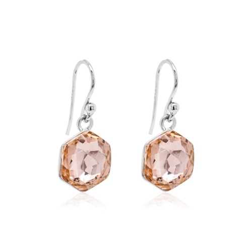 Hexagon Earrings Rhodium Vintage Rose