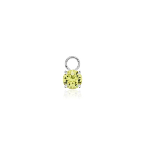 Mini Necklace Charm Rhodium plated Citrus Green