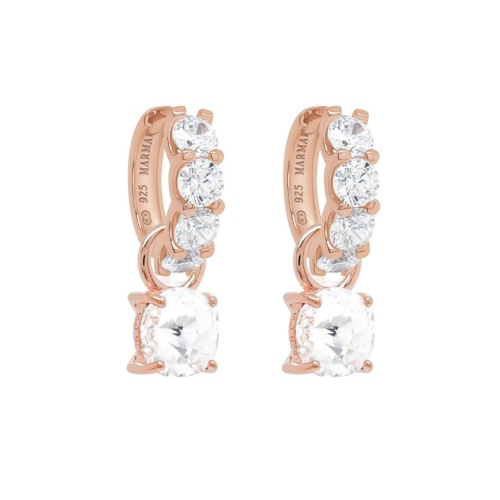 Crystal Line Hoops Mini Charms Rosé gold-plated