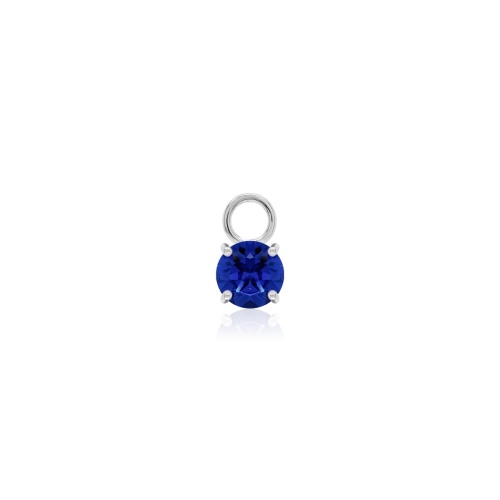 Mini Necklace Charm Rhodium plated Dark Sapphire