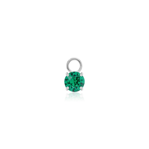 Mini Necklace Charm Rhodium plated Majestic Green
