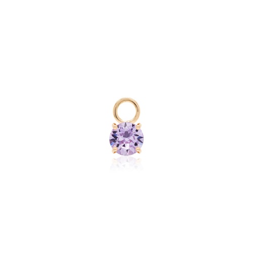 Mini Necklace Charm Yellow gold-plated Violet