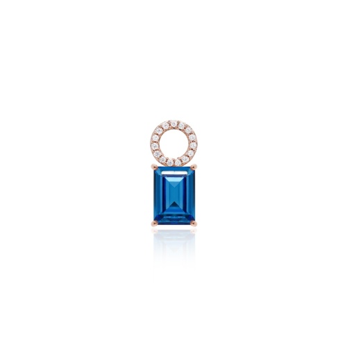 Ice Blue Princess Baguette Single Charm Rose gold plated