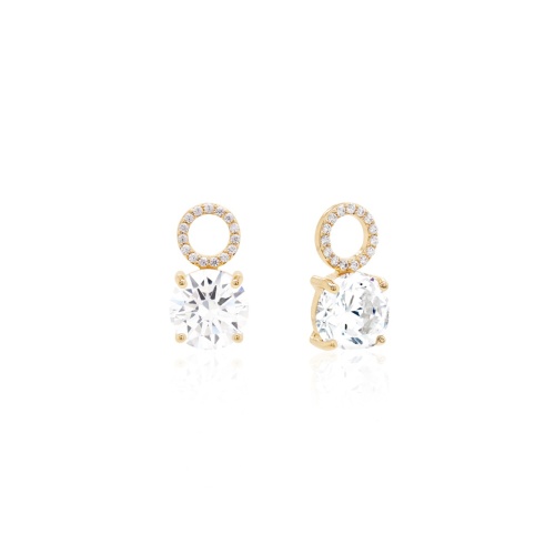 Earring charms Crystal Yellow gold-plated