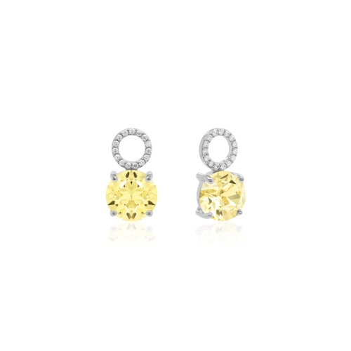 Round Stone Earring charms Rhodium-plated Dark Jonquil
