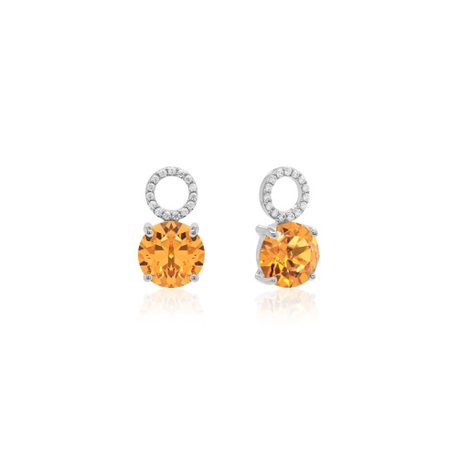 Round Stone Earring charms Rhodium-plated Dark Orange