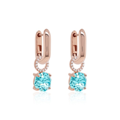 Round Stone Charm & Link Earring set Light Turquoise