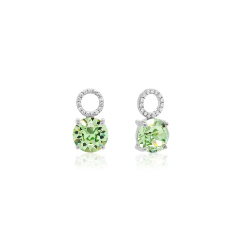 Round Stone Earring charms Rhodium-plated Peridot