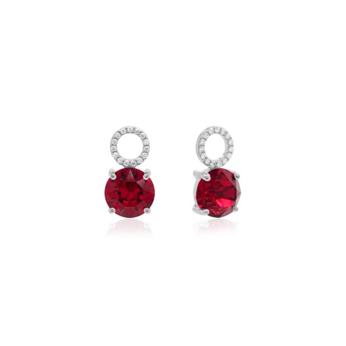 Earring charms Ruby rhodium plated