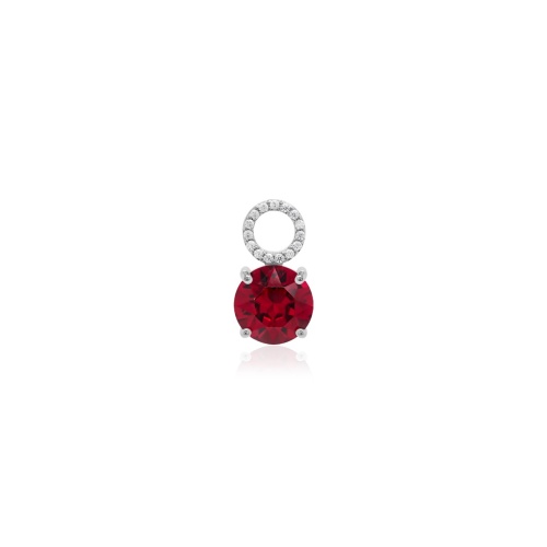 Single Charm Ruby Rhodium plated