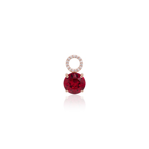Round Stone Single charm Ruby Rose gold-plated