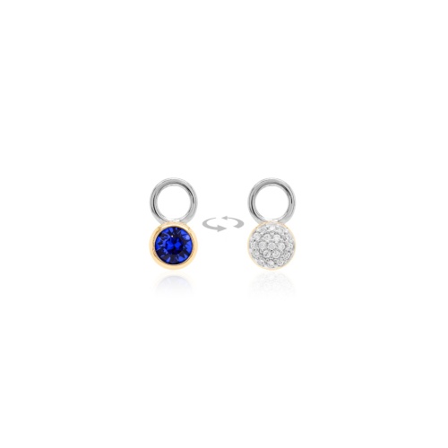 Tiny Charm Sapphire Bluedark Yellow gold-plated