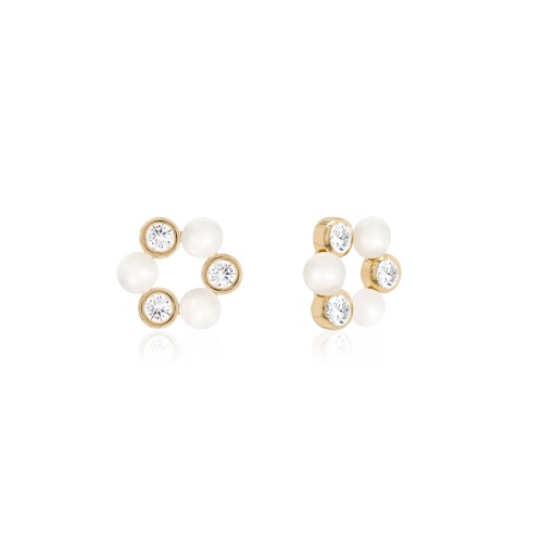 Pearl Crystal charms Yellow gold plated