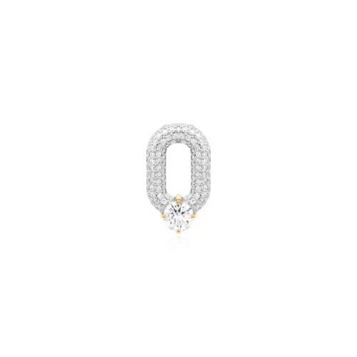 Oval Drop Link Necklace Charm Crystal