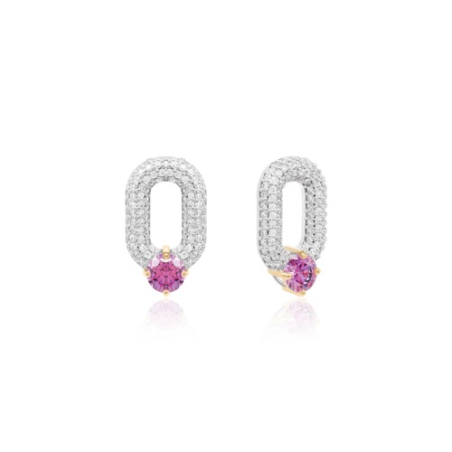 Oval Drop Link Charms Yellow Gold-plated Fancy Purple