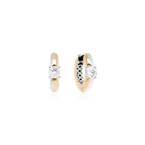 Split Colour Petite Earrings Rhordium/Yellow gold plated