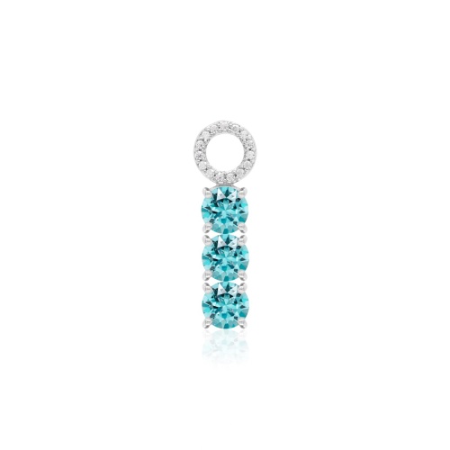 Tennis Single Charm Rhodium plated Blue