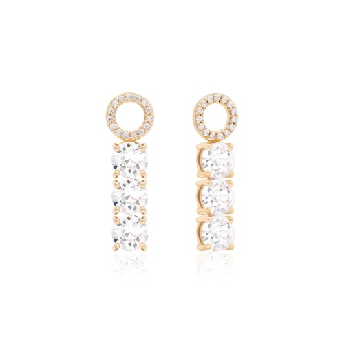 Tennis Trio Earring Charms Yellow gold-plated Crystal