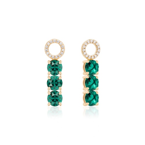 Tennis Trio Earring Charms Yellow gold-plated Emerald