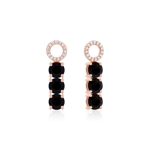 Tennis Trio Earring Charms Rose gold-plated Jet