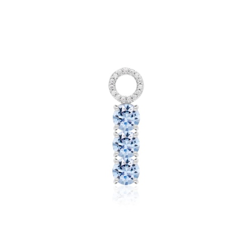 Tennis Single Charm Rhodium plated Lt Sapphire