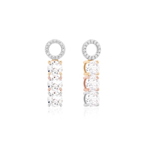 Tennis Trio Earring Charms Mixed platings Crystal