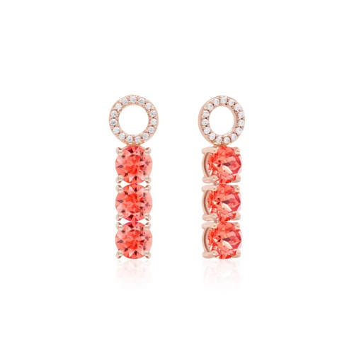 Tennis Trio Earring Charms Rose gold-plated Padparadcha