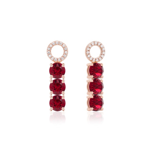 Tennis Trio Earring Charms Rose gold-plated Ruby