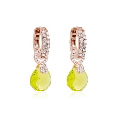 Pear Drop Earring set Citrus Green Rose goldplated
