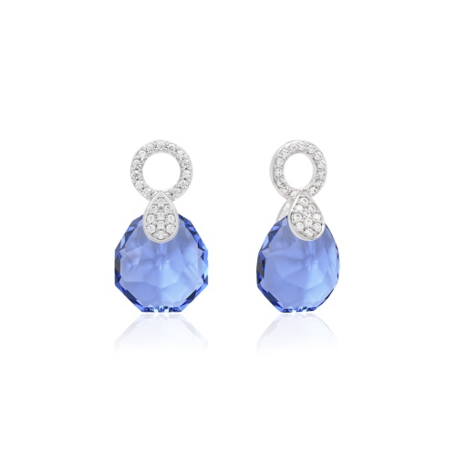Pear Drop Earring charms Rhodium plated Sapphire