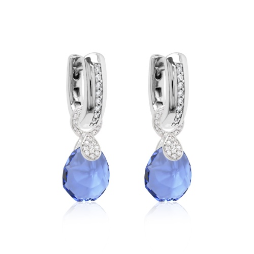 Pear Drop Earring set Rhodium plated Sapphire