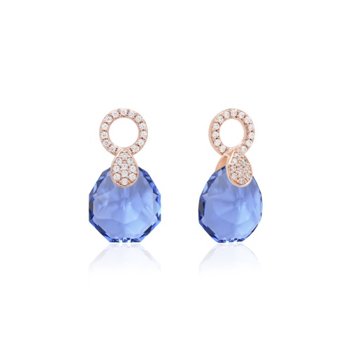 Pear Drop Earring charms Rose goldplated Sapphire