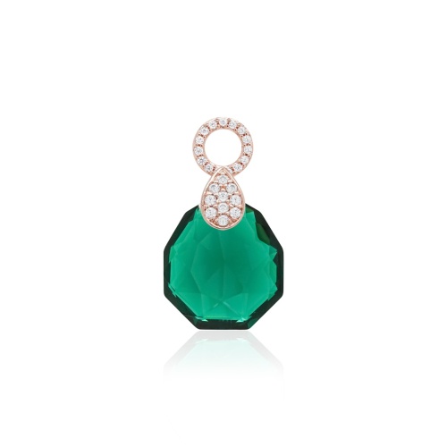 Large Pear Drop Necklace Charm Emerald Rose Goldplated