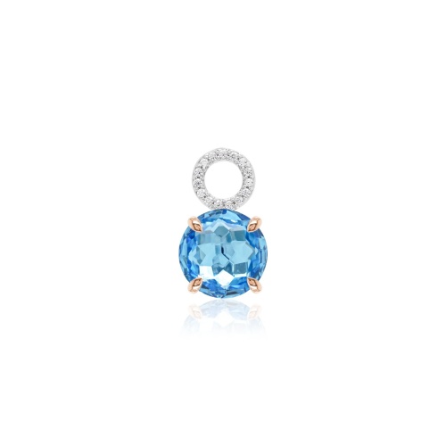 Sparkling Electric Single Charm Ice Blue Rose gold-plated prongs