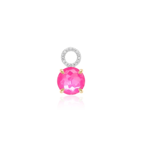 Sparkling Electric Necklace Charm Pink Rose yellow-plated prongs